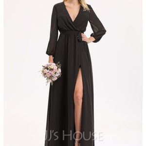 NWT Black chiffon wrap maxi / bridesmaids dress